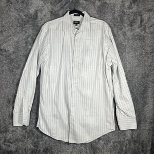 Neiman Marcus Shirt Mens 16 34/35 White Striped Long Sleeve Trim Fit Dress